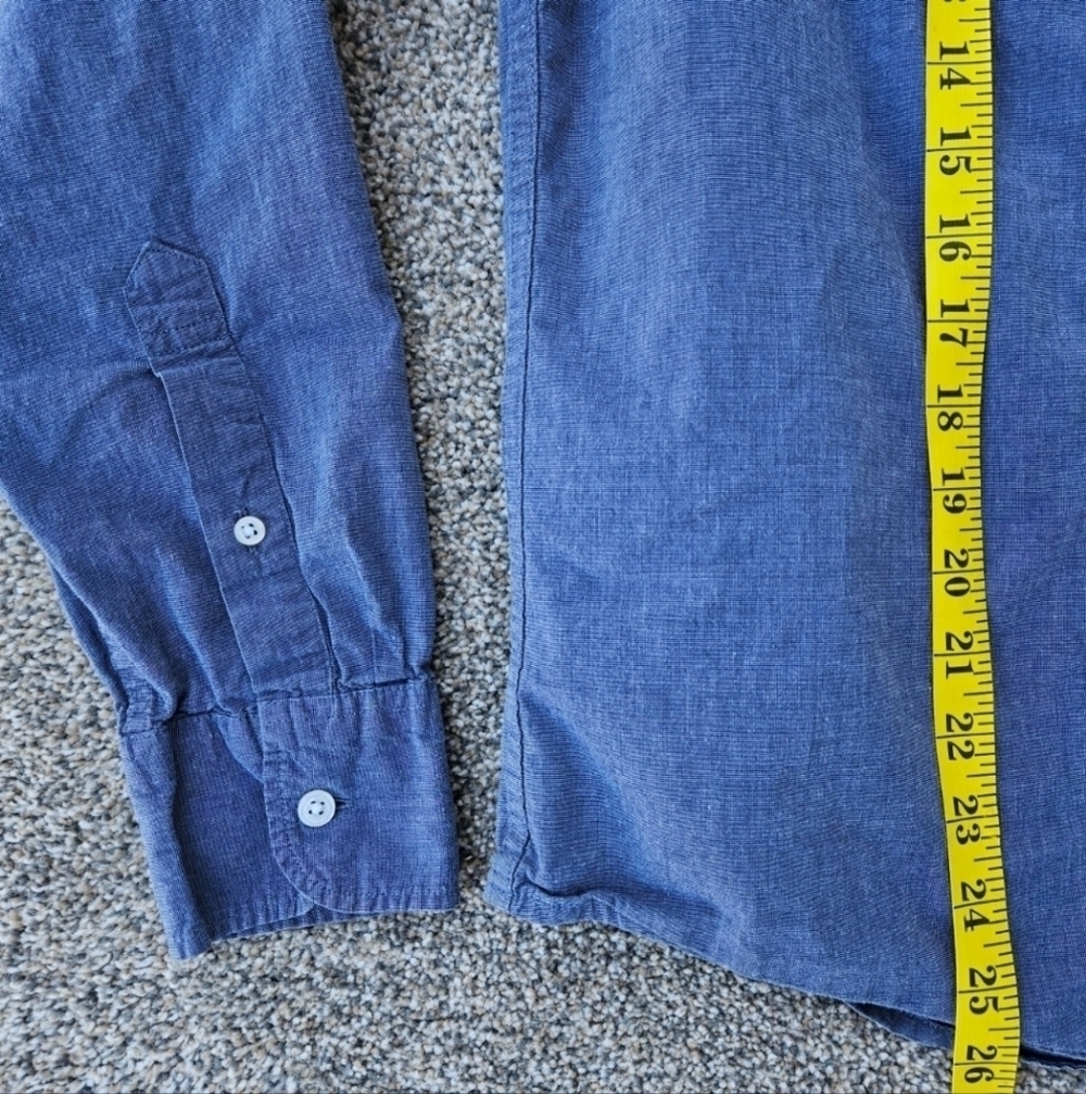 J. Crew Jeans Slim Flex Washed Muted Blue Long Sleeve Button Down Shirt Men's M - Picture 5 of 12